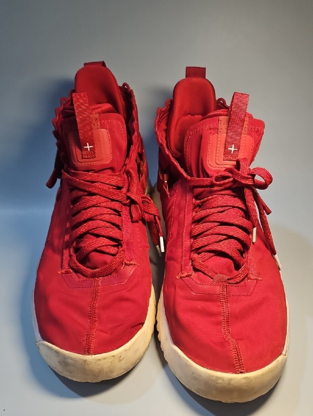 Jordan Red Strap High-Top Sneaker with White Sole Bin 12